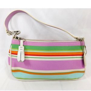 Vintage Coach Y2k Hampton Stripe Multi-Color Mini Baguette Shoulder Bag